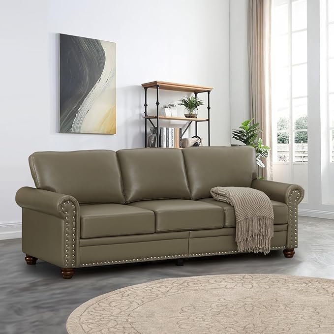2 Piece Faux Leather Sofa Set,Modern Couch and Loveseat Sets with Storage,Mid...