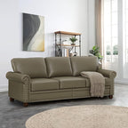 2 Piece Faux Leather Sofa Set,Modern Couch and Loveseat Sets with Storage,Mid Century Couch with Rivet Rolled Arm,Comfy Deep Seat Sofa,Furniture for Living Room,Office(Loveseat+3 Seater,Taupe)