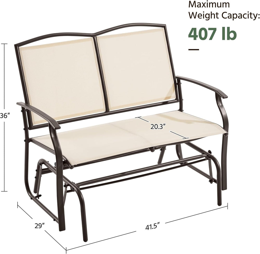Yaheetech Glider Bench for Outside Patio 2-Person Outdoor Loveseat,Beige | Fr...