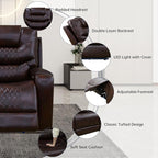 3+2+1 PU Leather Power Sectional Sofa Set, Living Room Furniture, Reclining Couch, Loveseat, Chair with LED Lights/USB Ports/Storage Console/Cup Holders/Wireless Chargers/Coffee Table for RV Theater