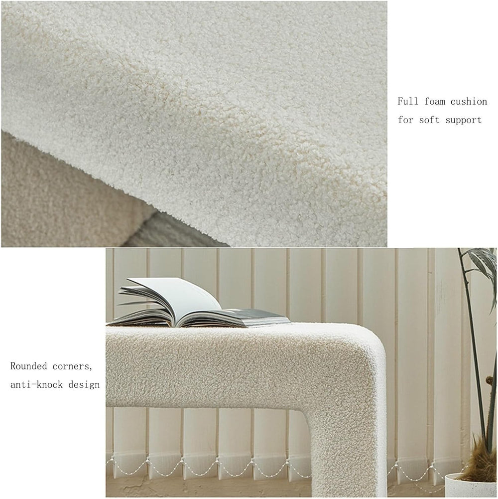 Modern Upholstered Entryway Bench, End of Bed for Bedroom Boucle Ottoman Mode...