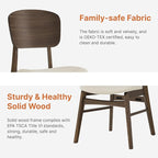 Wooden Dining Chairs Set of 4, Upholstered Modern Dining Room Chairs, Mid Century Oak Kitchen Chairs with Ergonomic Wood Backrest for Farmhouse, Restaurant, Café (Cream Fabric & Walnut Color)