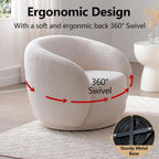 Set of 2 Swivel Barrel Accent Chairs, White Boucle Chairs | 33.07" 360° modern upholstered armchairs with thick cushions and round reading chair style for living rooms and bedrooms.