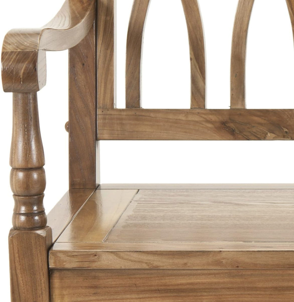 SAFAVIEH Furniture - Benjamin Bench - Oak - Solid Wood - Farmhouse High-Back ...