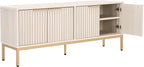 SAFAVIEH Lylia TV Stand for up to 65" Flatscreen – White & Gold, 4 Doors with Interior Storage, Entertainment Media Console Cabinet (MED9623C)