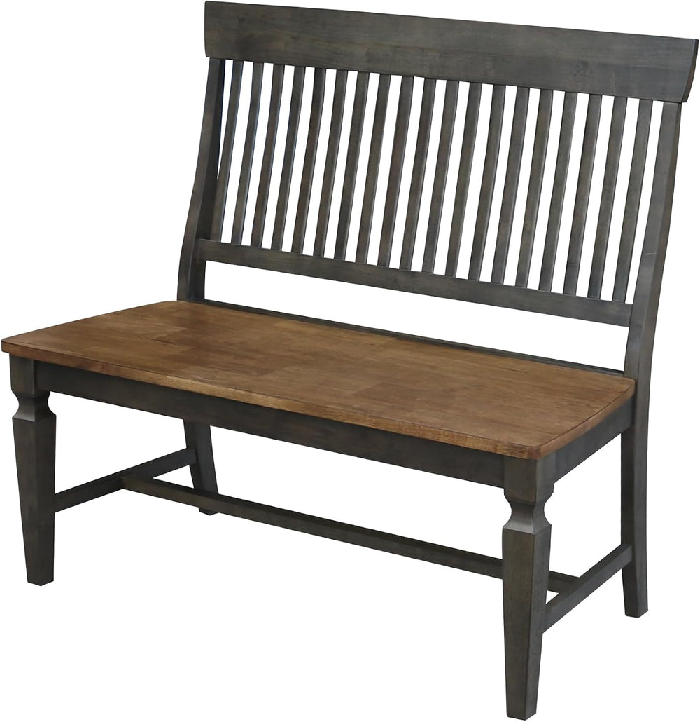 IC INTERNATIONAL CONCEPTS Solid Wood Vista Bench, Hickory/Washed Coal