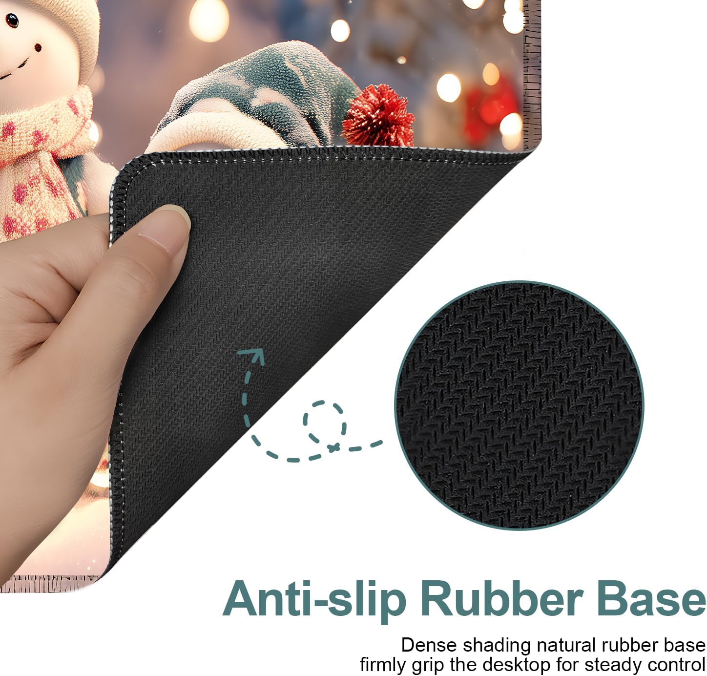 Six Snowmen Gaming Mouse Pad 31.5"x11.8"Desk Mat Anti-Slip Rubber Base & Durable Stitched Edges for Gamers Smooth Mouse Writing Surface for Desk Office/Home