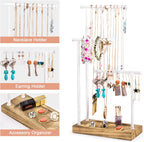 SRIWATANA Jewelry Organizer Display Extra Tall Necklace Holder 3 Tier Jewelry Tree Stand, Gift Idea (Carbonized Black & White)
