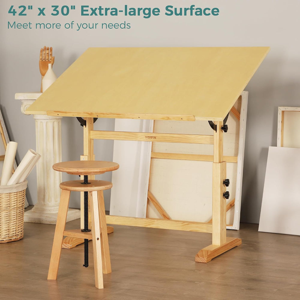 VISWIN Wood Drafting Table for Adults, 30" X 42" Extra-Large Drawin...