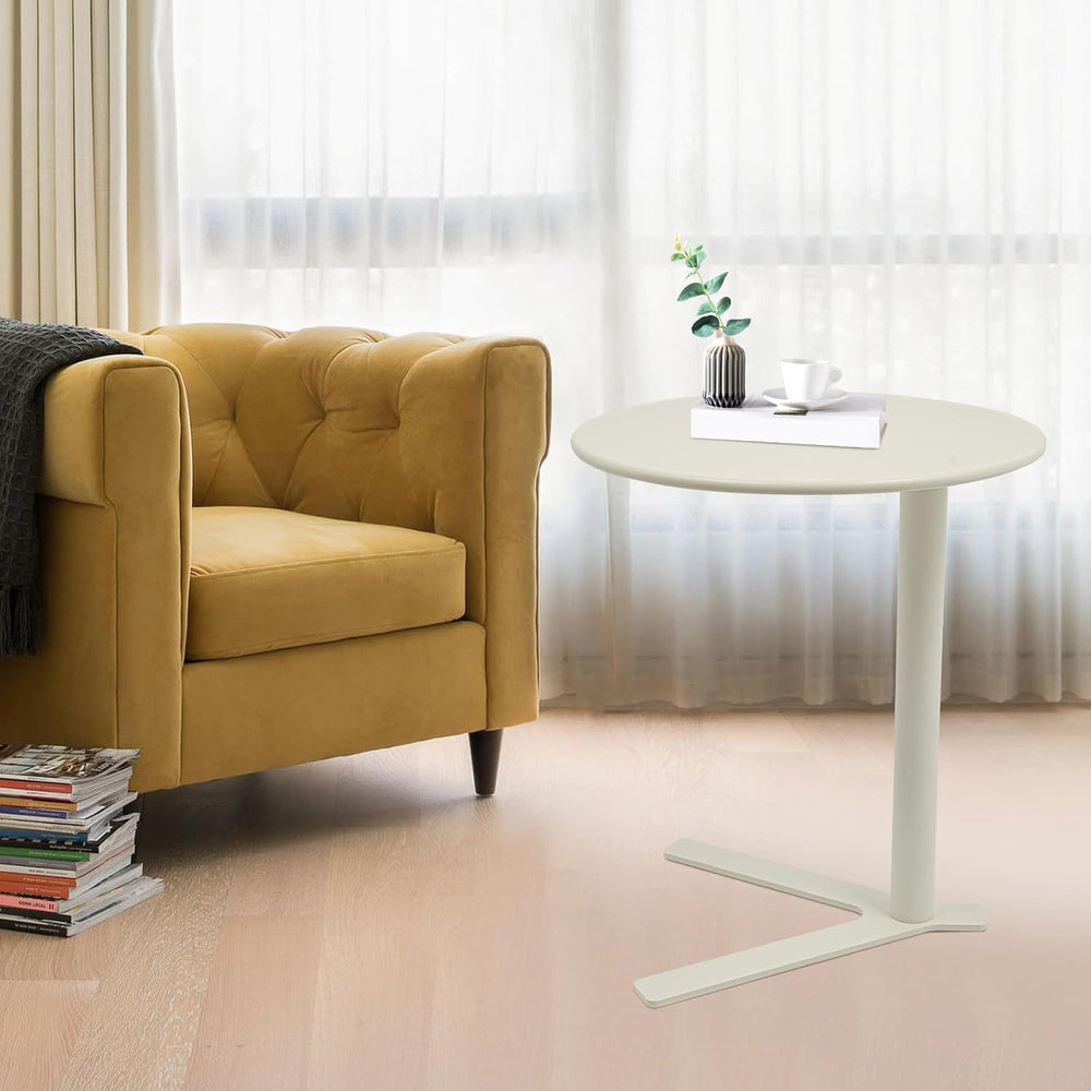 Metal Round Side Table, Modern C Shaped Couch End Table Small Metal Coffee Ta...
