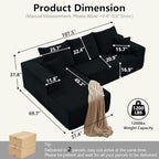 107" Cloud Sectional Couch with L-Shape Chaise, Modern Modular Comfy Sofa with Deep Seat, Upholstered Corduroy Couches Sleeper Chaise Longue for Living Room Bedroom, No Assembly Required, Black