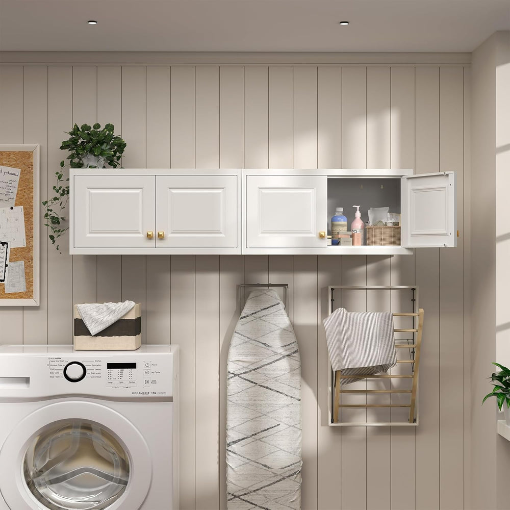 Metal Storage Cabinet with Doors, Small Kitchen Storage Cabinets, White Wall ...