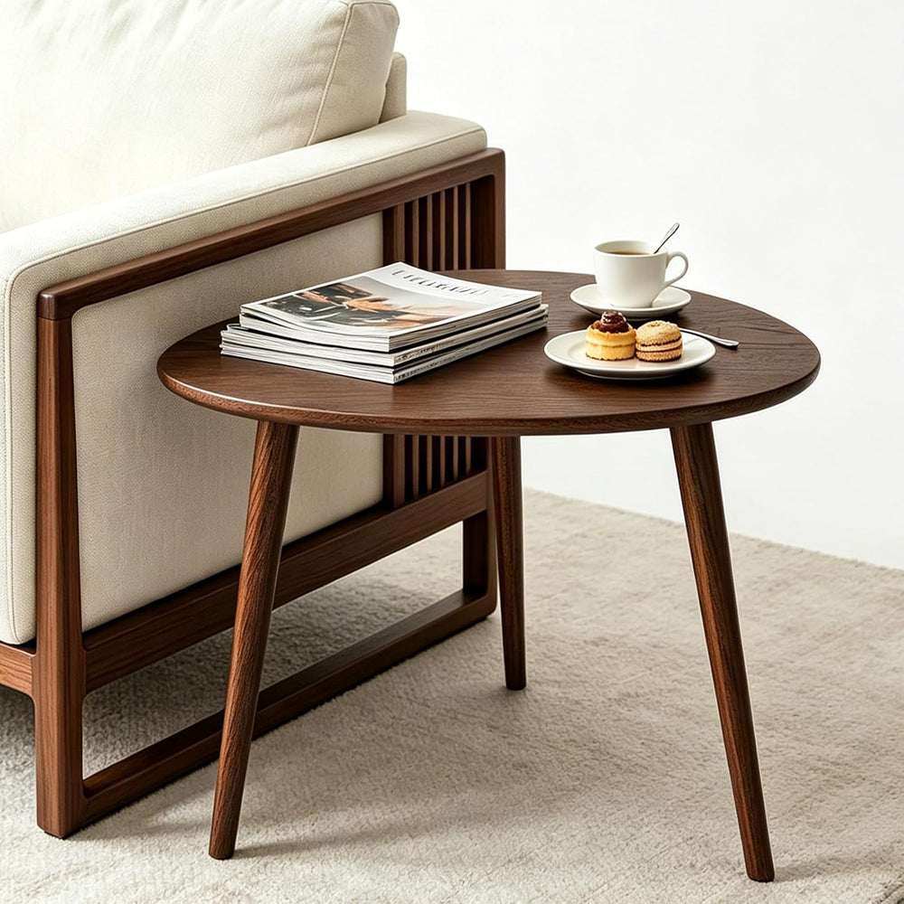 Walnut Oval Side Table, 17.5''D x 25.6''W x 19.7''H, ...