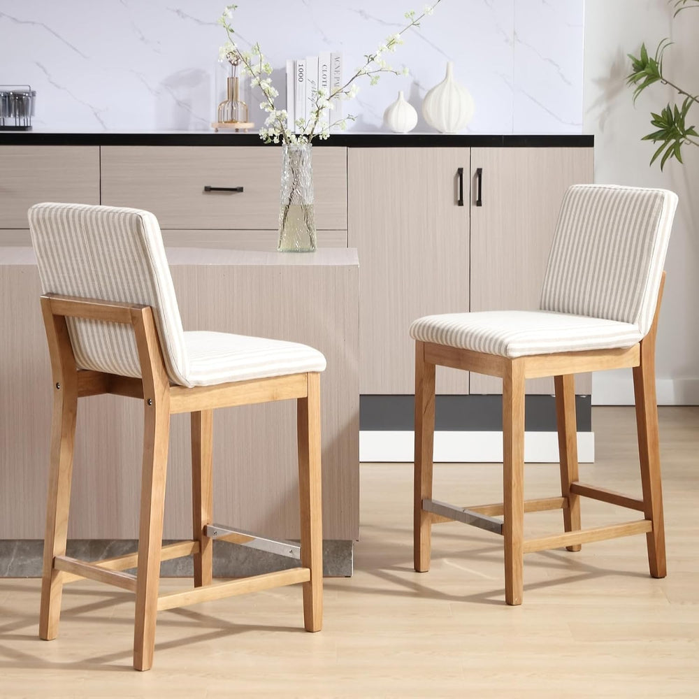 chairus 26" Modern Counter Height Bar Stools Set of 2, Farmhouse Linen U...