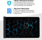 Gaming Mouse Pad – Large Extended Desk Mat35.43 x 15.75 in – Futuristic Black Honeycomb Design with Blue Glow, Non-Slip Base, Waterproof Surface, Keyboard & Mouse Pad for Gaming or Office