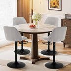 COLAMY Bar Stools Set of 4, Modern Swivel Bar Chairs, Adjustable Upholstered Barstools Counter Height with Full Backrest for Bar, Dining Room, Kitchen Island, Grey