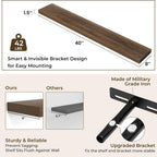 RICHFOCUS 40Inch Floating Shelves for Wall 2 Pack Shelves for Bedroom|Kitchen|Bathroom Wall Mounted Rustic Wood Floating Shelf with Invisible Brackets for Books|Storage|Decor, Walnut