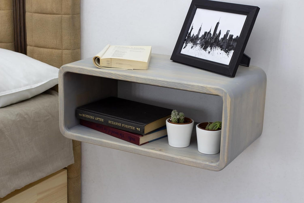 Floating Nightstand Wooden, Bedside Table, Nightstand Shelf, Handmade, Wall Mounted Bedside Shelf, Minimalist and Unique Style (Istanbul)