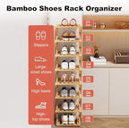 Simcat Wood Shoe Rack Foldable Shoe Organizer Shoe Storage for Small Spaces Free Standing Shelf for Entryway, Bedroom, Garage (3 Tiers,Tawny)