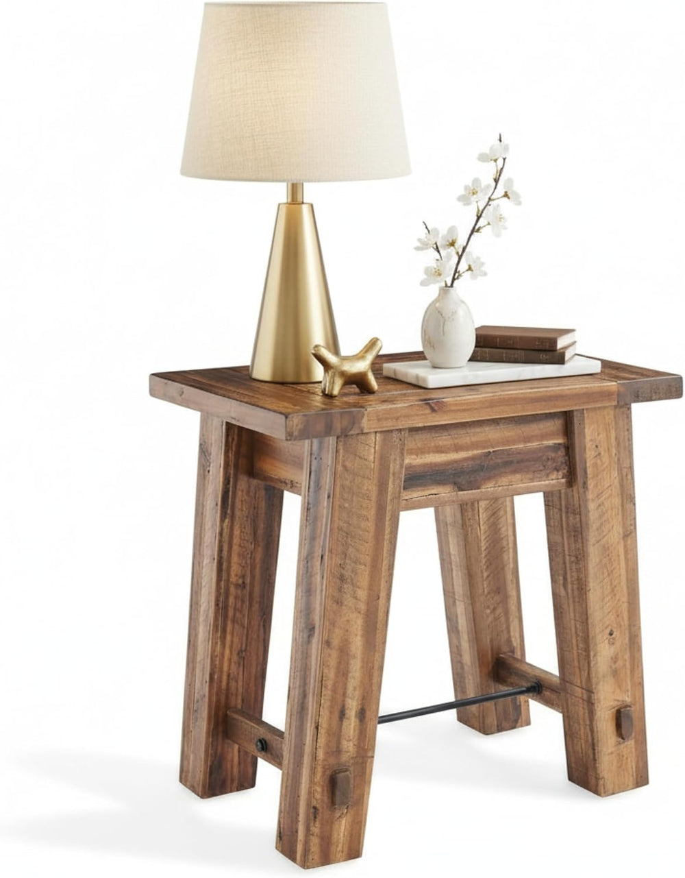Alaterre Durango Rustic Industrial Solid Wood End Table or Nighstand, 27”