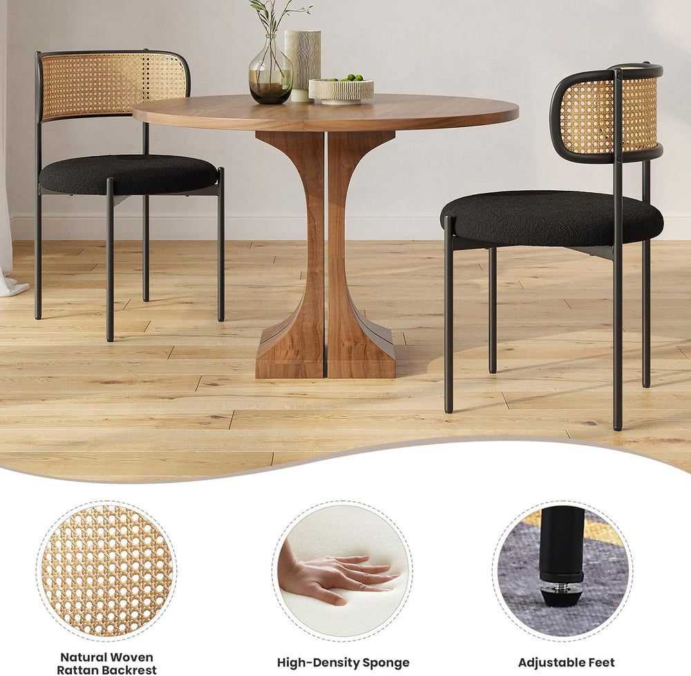 Farini Dining Chairs Set of 4,Mid-Century Modern Kitchen Chair Rattan Backres...