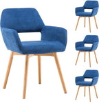 Mid Century Modern Dining Chairs Set of 4 & 2 & 6 Comfy Accent Chair Upholstered Kitchen Dining Living Room Chairs for Bedrooms Waiting Room Home Arm Desk Chair No Wheels (Blue, 4)