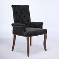Upholstered Tufted Chenille Dining Chairs with Arms & Nailhead Trim – Solid Wood Frame & Legs, Modern Farmhouse for Dining, Kitchen & Living Room (Set of 1, Charcoal Gray)