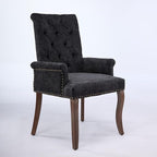 Upholstered Tufted Chenille Dining Chairs with Arms & Nailhead Trim – Solid Wood Frame & Legs, Modern Farmhouse for Dining, Kitchen & Living Room (Set of 1, Charcoal Gray)