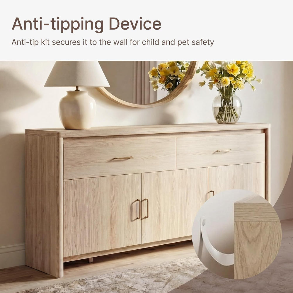 KISLOT 59" Sideboard Buffet Cabinet with Storage, Wood Kitchen Storage C...