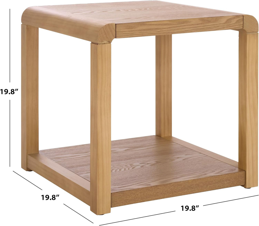 SAFAVIEH Home Collection - Omara Square Side Table, Natural Brown Wood with L...