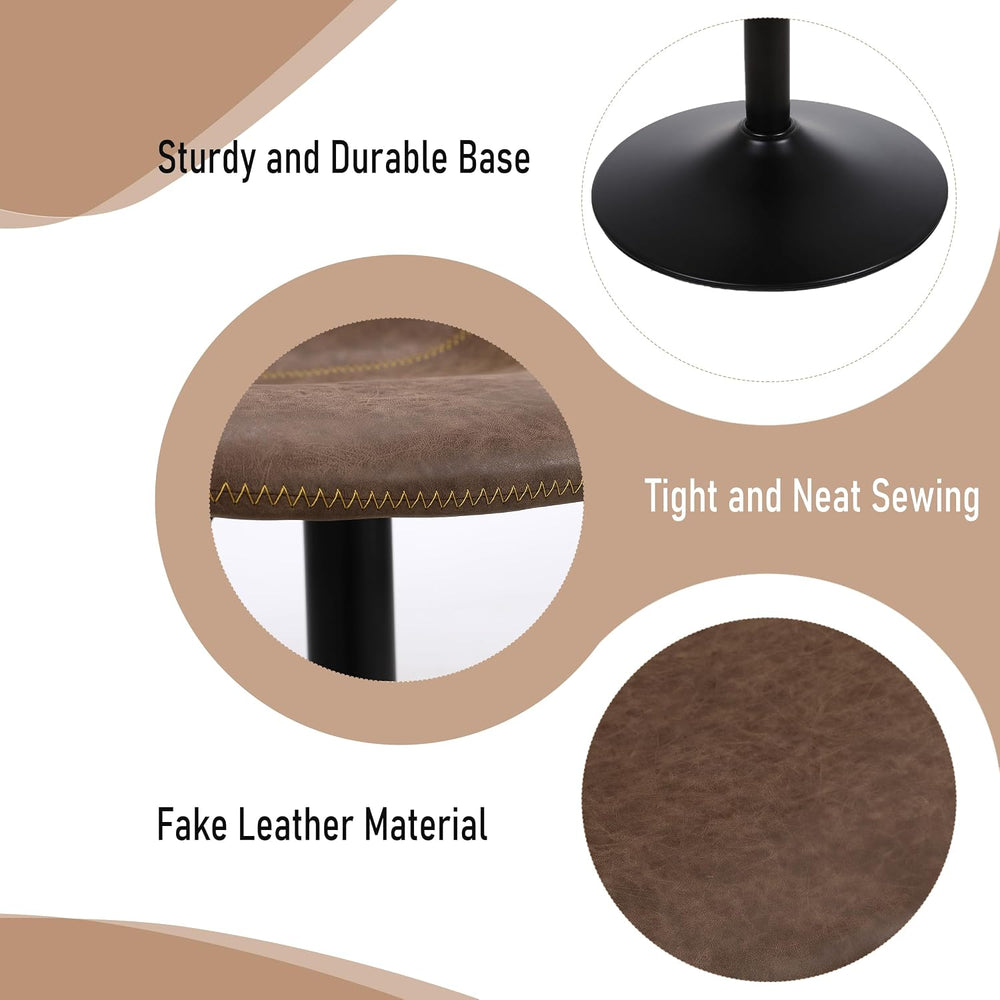 Swivel Bar Stools Set 4, Adjustable Height Suede-Like Leather Brown | Counter...
