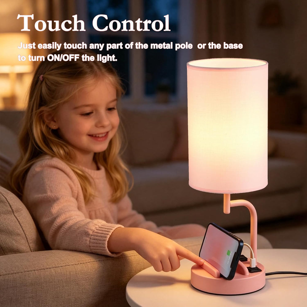 Dreamholder Touch Control USB Table Lamp with USB C/A & AC Outlet, 3-Way ...