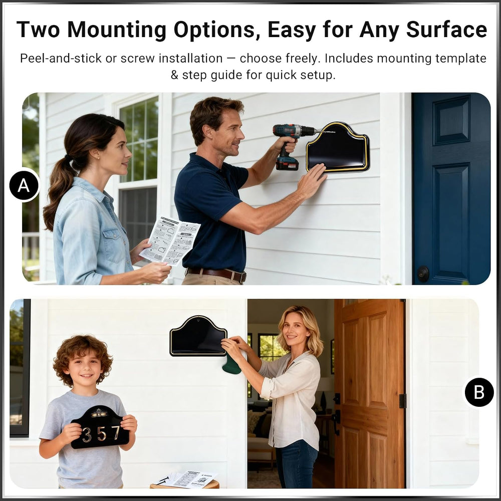 VONDERSO Address Signs for Houses, Self-Adhesive & Pre-Drilled for Easy M...