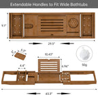 Bamboo Bathtub Tray for Luxury Bathroom, Expandable Premium Bath Tray with Soap Towel Book Holder, Luxury Spa Wooden Bath Table for Reading Laptop Over The Clawfoot Walnut