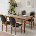 PU Leather Upholstered Dining Chairs Set of 4 French Country Round Back Kitchen Side Chairs with Nailhead Trim and Wood Legs for Dining Room, Kitchen, Restaurant(Black)