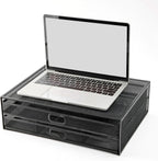 Pilipane Monitor Stand Riser with Drawer Large Storage Space Anti Slip Rubber Pad Metal Mesh Monitor Riser for Office Household