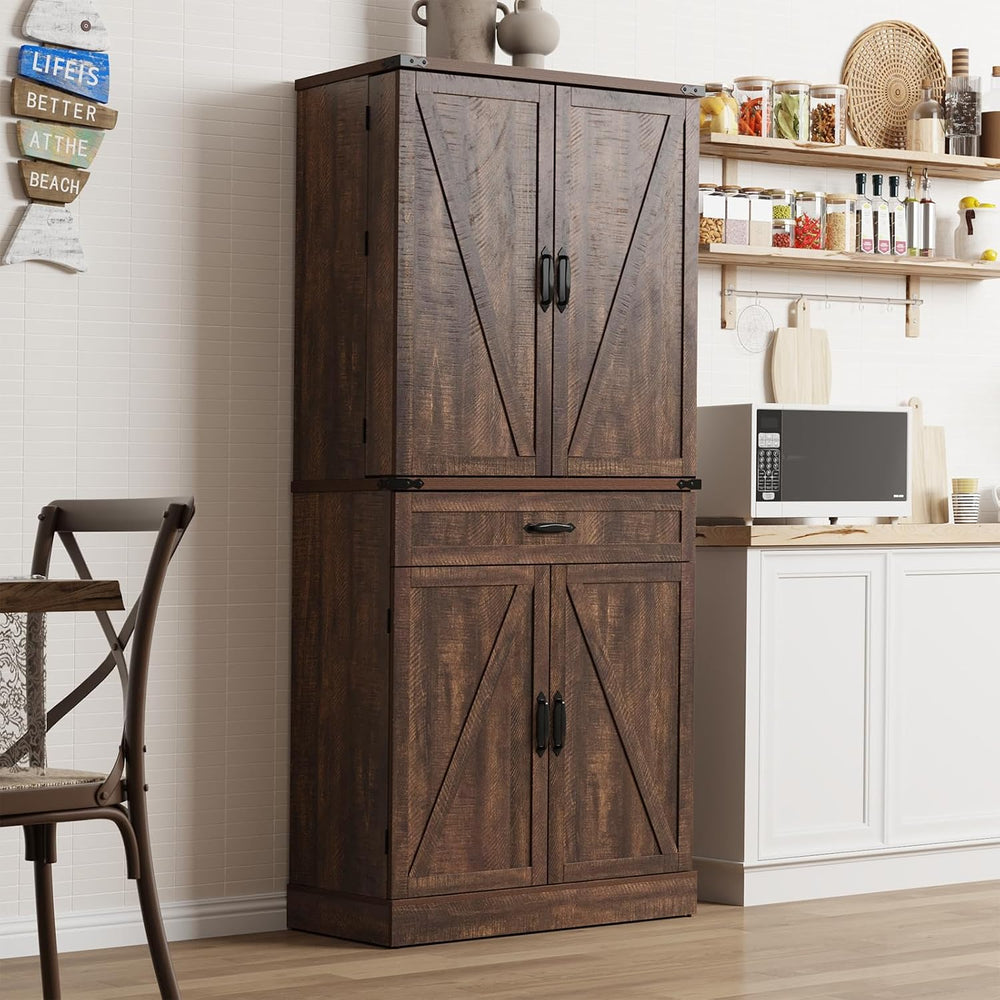 71" Tall Kitchen Pantry Cabinet with 3 Drawers,Farmhouse Storage Cabinet...