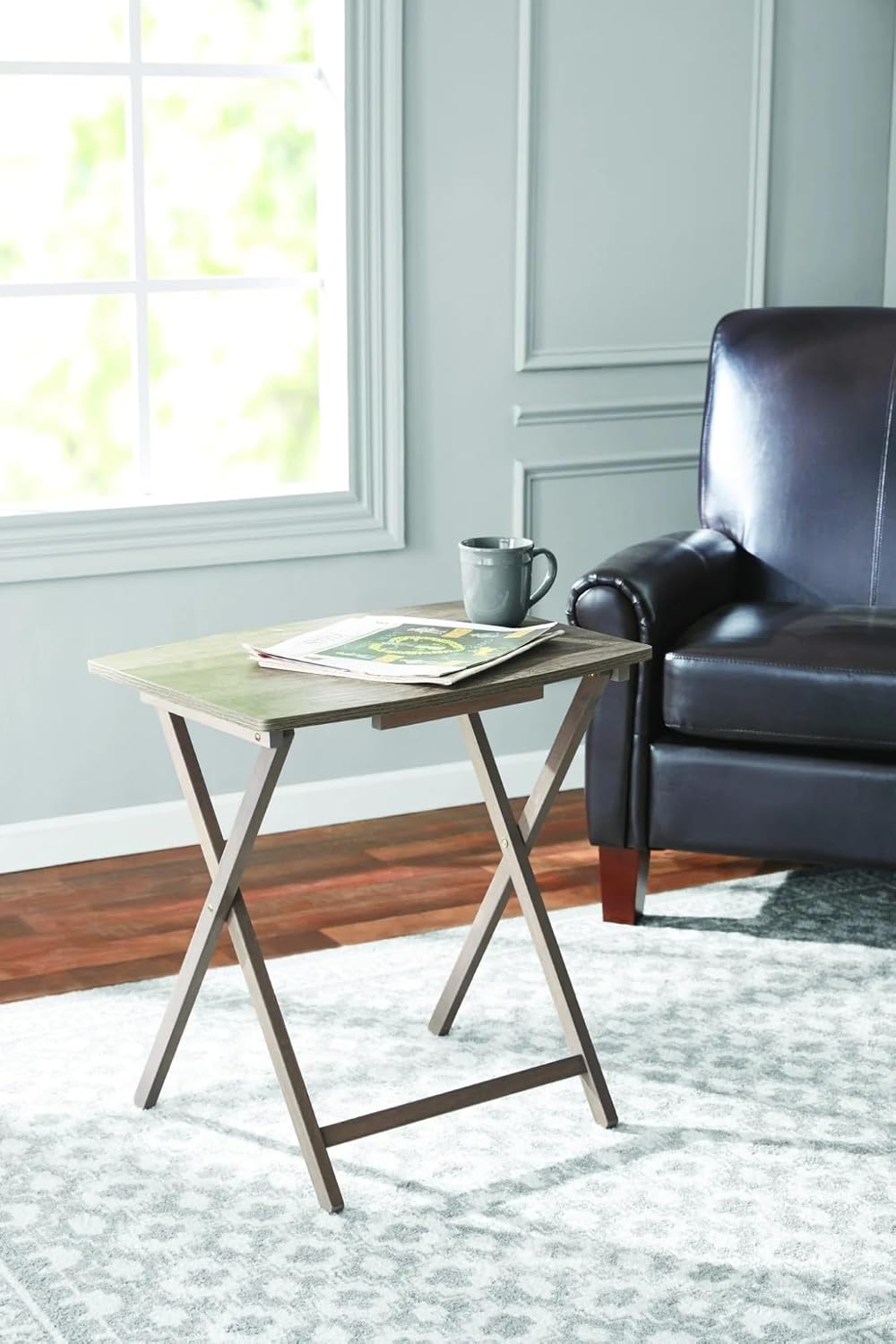 Modern XL Folding Tray Table, Rustic Gray for Indoor Use - 23.5 x 18 x 26 Inches