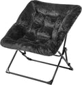 OAKHAM Comfy Chair for Adults, Soft Faux Fur Folding Lounge for Bedroom Living Room Dorm Rooms Flexible Reading Chair for Teens Kids, X-Large Foldable (Faux Fur-Charcoal Black)