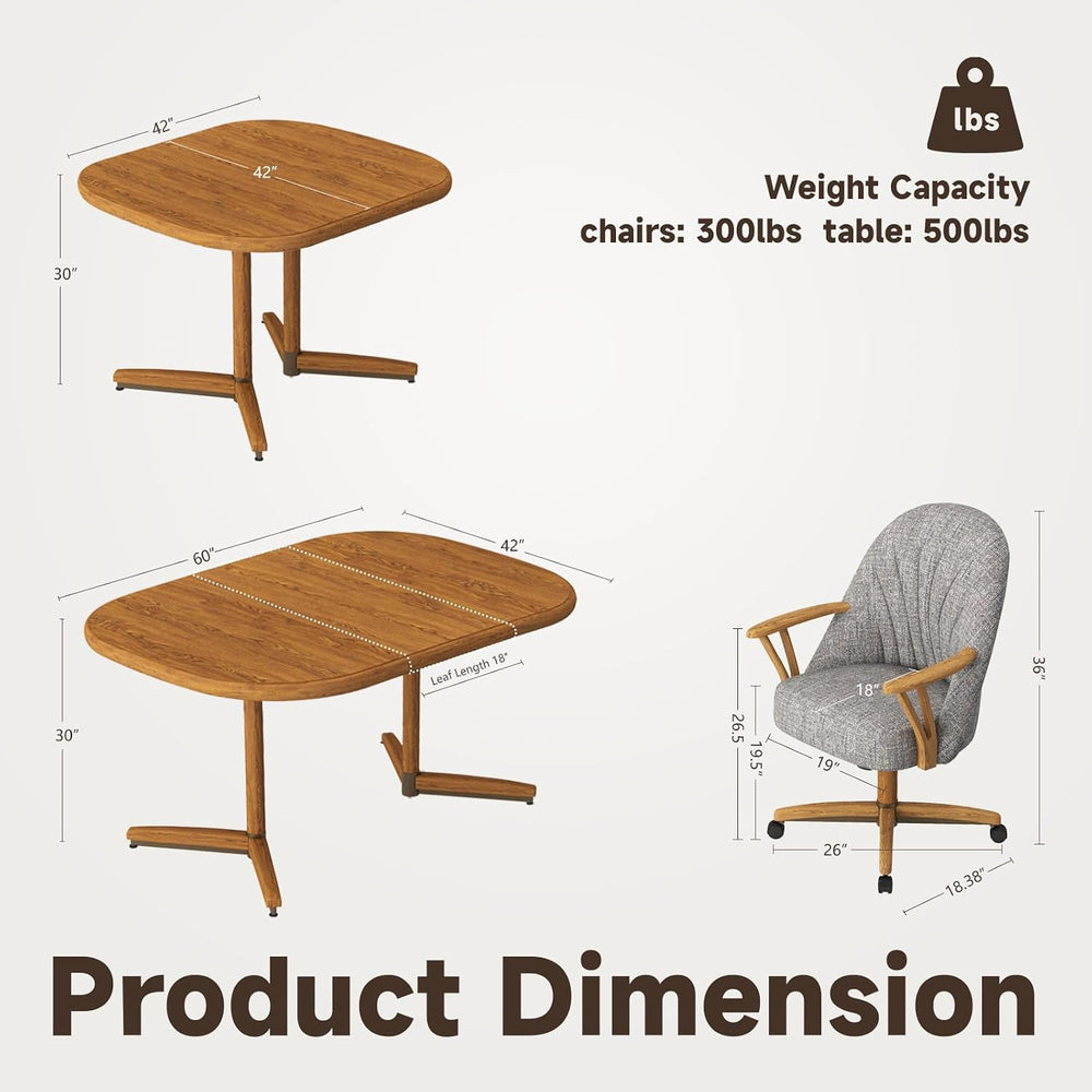 Chromcraft 5-Piece Table Set for 4 Expandable Table with 4 Chairs Table and C...