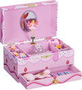 Homde Musical Jewelry Box for Girls: 2-Layer Spinning Fairy Organizer | Storage for Ring Necklace - Birthday Christmas Gift for Girls Ages 3 to 12 - Spinning Fairy Plays Melody When Lid Opens