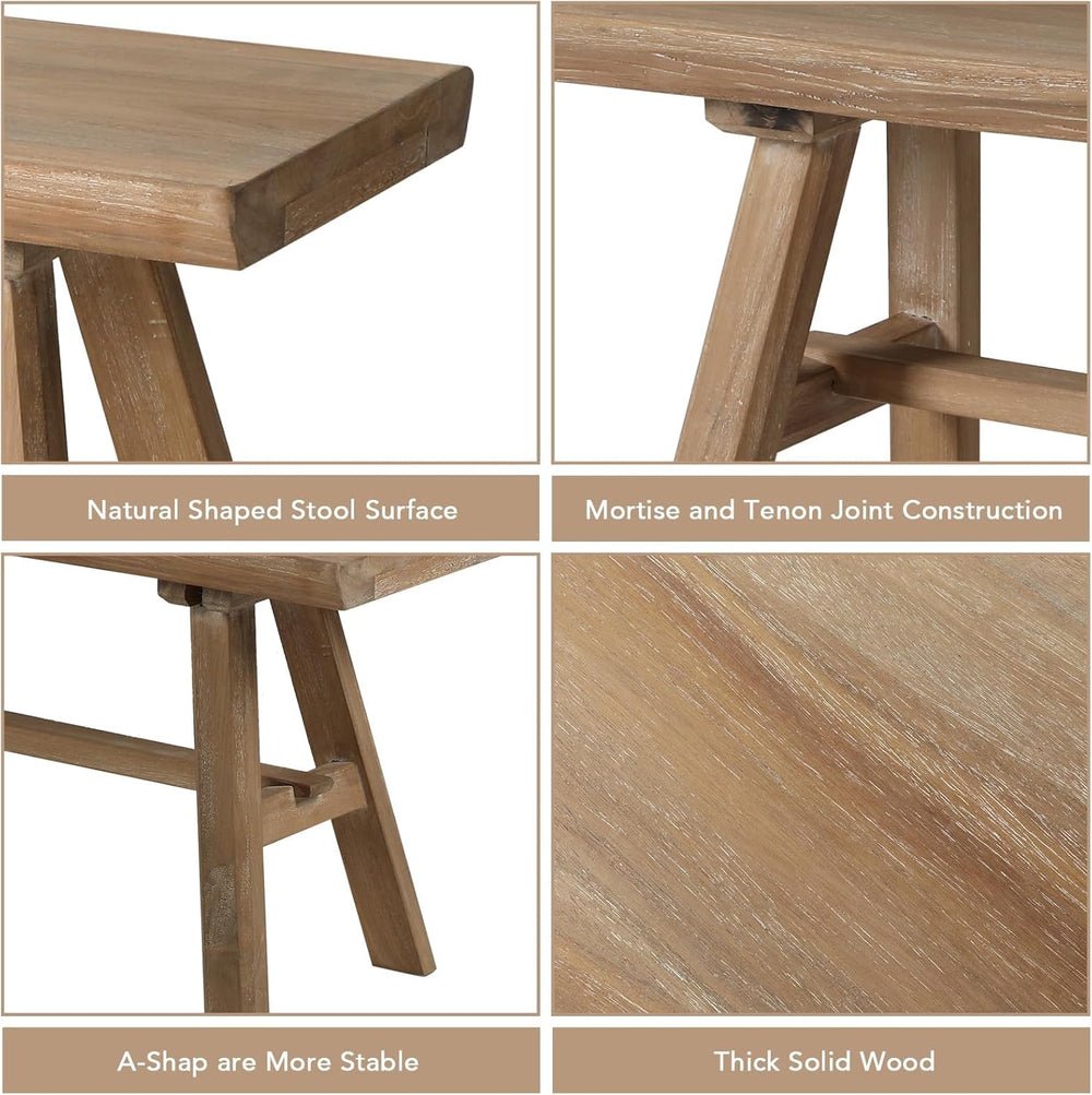 Wnutrees 39" Farmhouse Solid Wood Bench, Rustic Dining Entryway Bench | ...