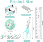 Green Desk Organizers and Accessories, Teal Office Supplies Set Green Mesh Desk Organizer, Stapler, Tape Dispenser, 1000 Staples, Staple Remover, Pen Holder, Clips Set, Ruler, Scissors