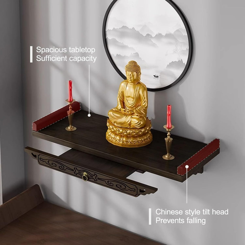 Chinese Personal Buddha Niches Shrine Meditation Table, Bamboo Meditation Alt...