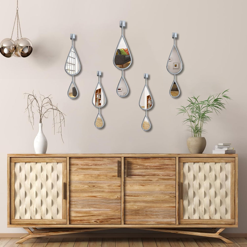 BAODANFU Decorative Mirrors Wall Mounted, Wall Mirror Silver Decor Tear Drop ...