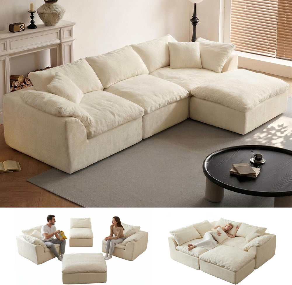 109" Cloud Couch Sectional for Living Room, Oversized Modular L Shaped S...