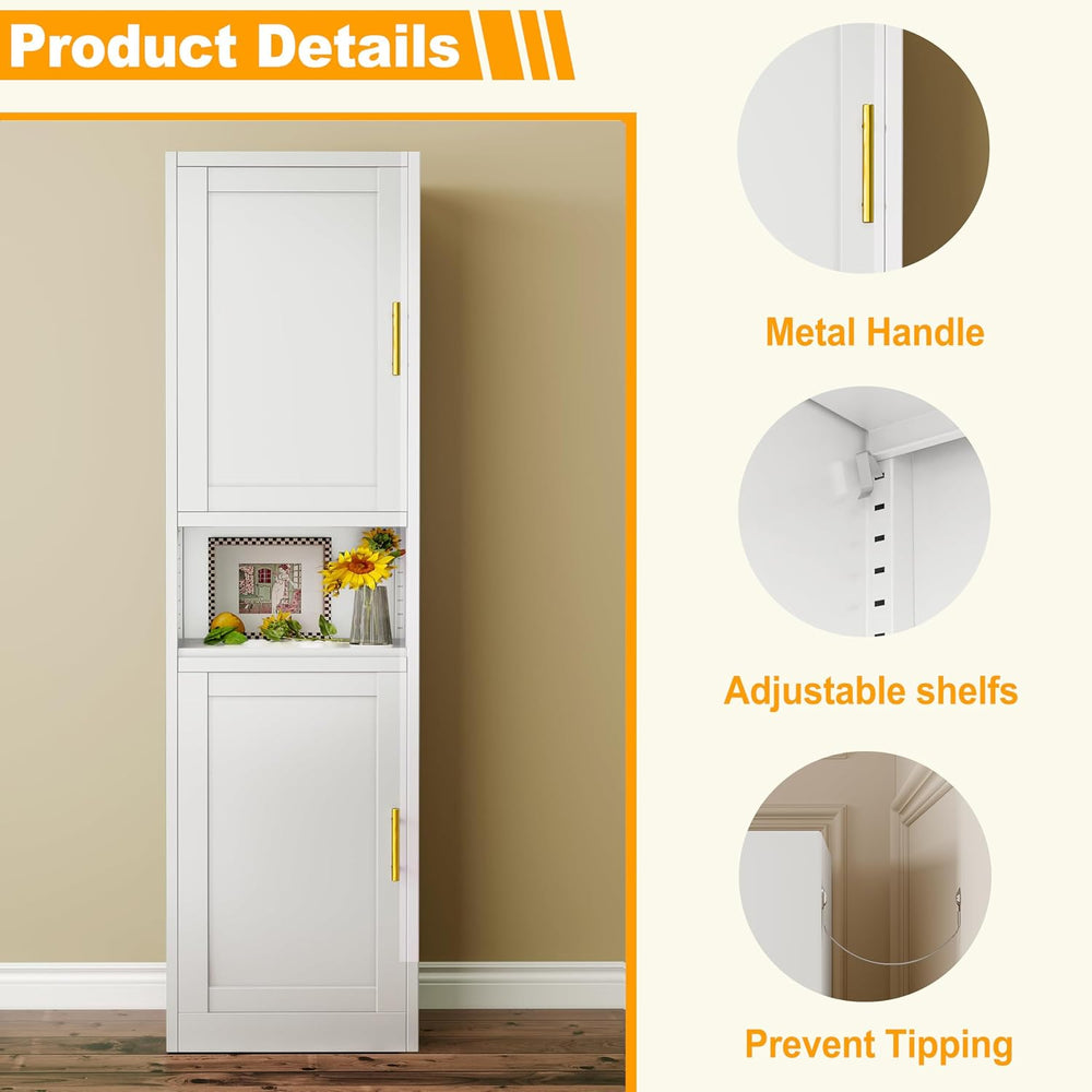 Ckzbx Tall Narrow Storage Cabinet 66.93" H Tall Bathroom Cabinet Metal P...