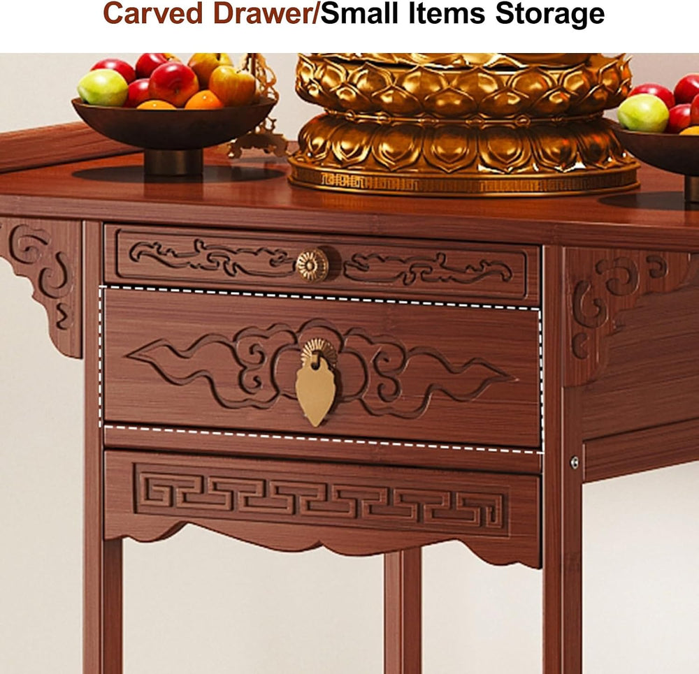 Meditation Table, Altar Cabinet with Pull-Out Storage Board, Personal Shrine ...