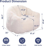 mikibama 41.4" Bean Bag Chair with Arms,Comfy Faux Fur Boneless Beanbag Chairs for Adults and Kids, Channel Tufted Lazy Floor Sofa Chair for Living Room Apartment,Bedroom Dorm(Beige)