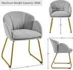 Yaheetech Flower Shape Velvet Vanity Chair, Modern Side Chair Armchair with Golden Metal Legs for Living Room/Dressing Room/Bedroom/Home Office/Kitchen, Gray